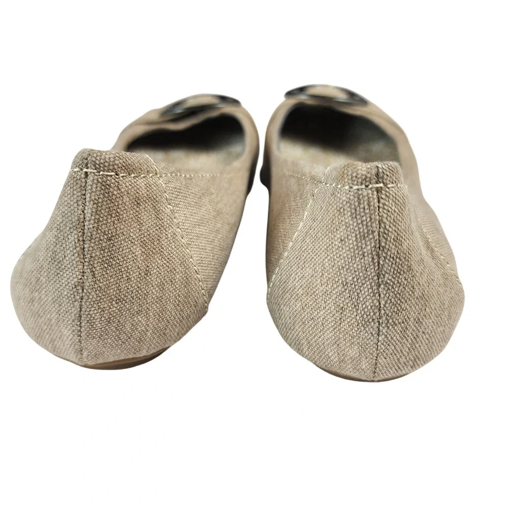 Dr Scholls Memory Fit Foam Ballet Flats Women;s 11 Beige Fabric Comfort Cute NEW
